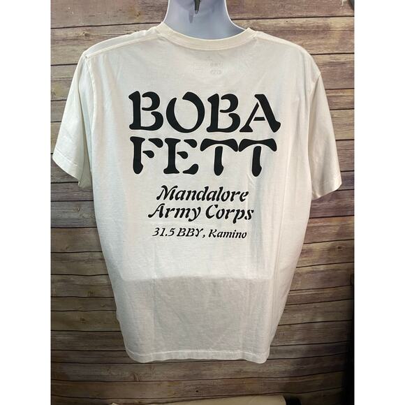 Uniqlo Unisex Star Wars Mandalorian Boba Fett S/S T-Shirt LB3 White Size 2XL - Picture 2 of 7